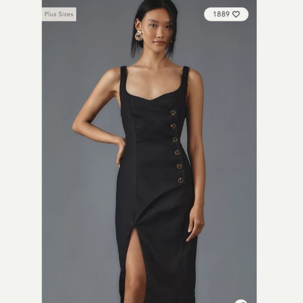 Anthropologie Women’s Black Button Dress - Large